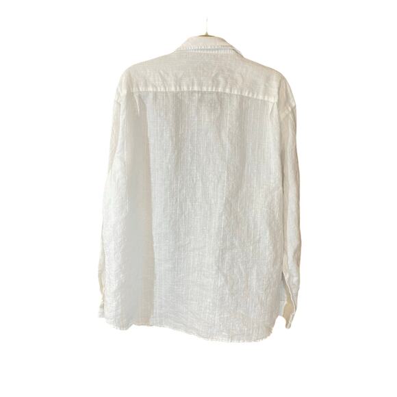 Jos A Bank 100% Linen Button Up Shirt White Long Sleeve Men’s XL resort casual - Picture 2 of 6
